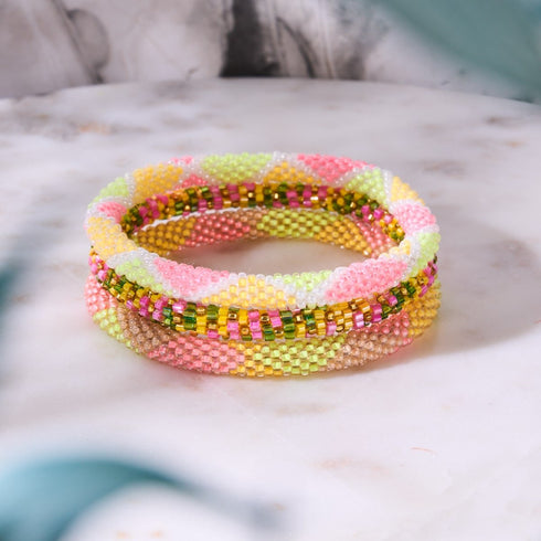 Melonenfreude | Himalaya-Glasperlenarmband
